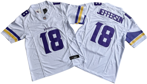 Minnesota Vikings 18 Justin Jefferson Football Jersey White Three Dynasties