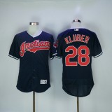 Cleveland indians 28 Corey Kluber Flexbase Baseball Jersey Navy Blue