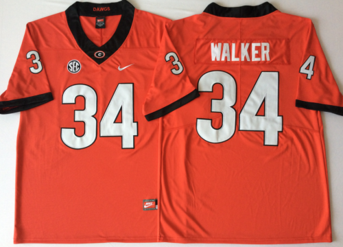 Georgia Bulldogs 34 Herchel Walker College Limited Football Jersey Red