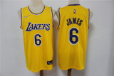 Nike Los Angeles Lakers 6 LeBron James Basketball Jersey Yellow 75th Anniversary Edition