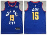 Denver Nuggets 15 Nikola Jokić Basketball Jersey Blue Fan Edition