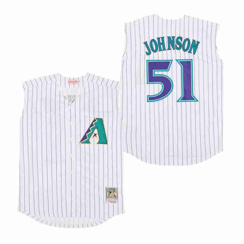 Arizona Diamondbacks 51 Randy Johnson Baseball Jersey White purple streaks