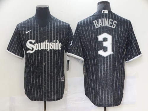 Nike Chicago White Sox 3 Harold Baines Baseball Jersey Black city