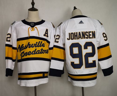 Adidas Classic Nashville Predators 92 Ryan Johansen Ice Hockey Jersey White