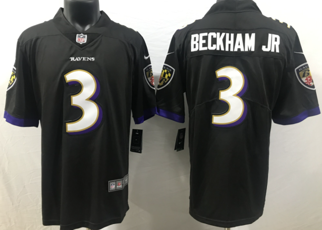 Baltimore Ravens 3 Odell Beckham Jr Football Jersey Limited Black