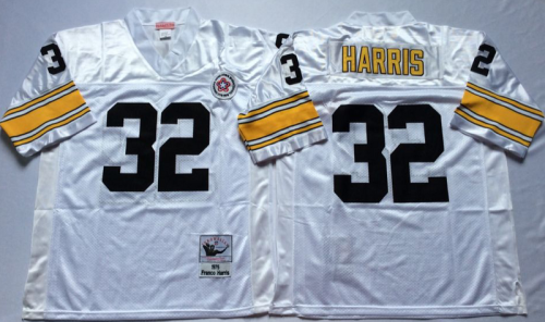 Pittsburgh Steelers 32 Franco Harris Football Jersey White Retro