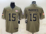 Kansas City Chiefs 15 Patrick Mahomes Football Jersey  salute