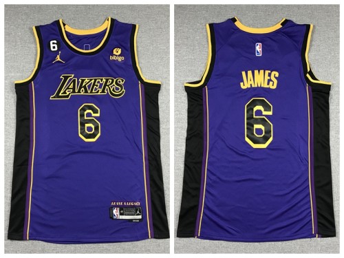 Jordan Los Angeles Lakers 6 LeBron James Basketball Jersey Purple