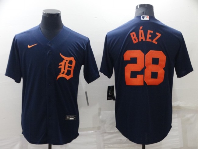 Nike Detroit Tigers 28 Javi Baez Baseball Jersey Black