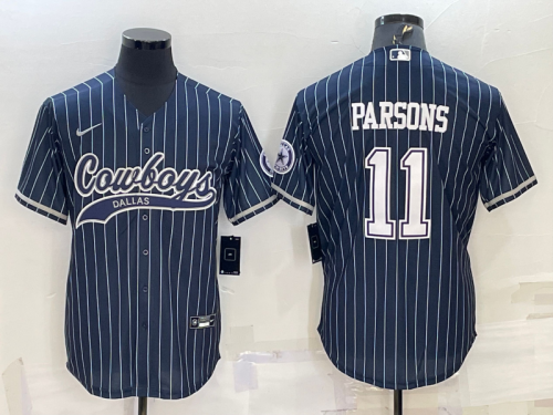 Dallas Cowboys 11 Micah Parsons Baseball Jersey Navy Blue