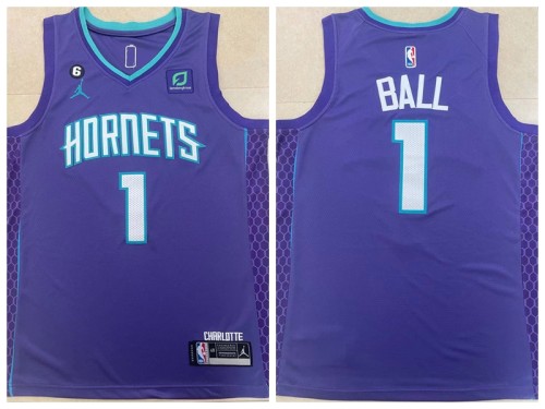 Jordan New Orleans Hornets 1 Lamelo Ball Basketball Jersey purple