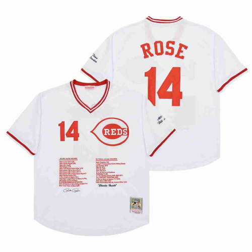 Cincinnati Reds 14 Pete Rose Baseball Jersey White Retro
