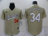 Nike Los Angeles Dodgers 34 Fernando Valenzuela Baseball Jersey Beige