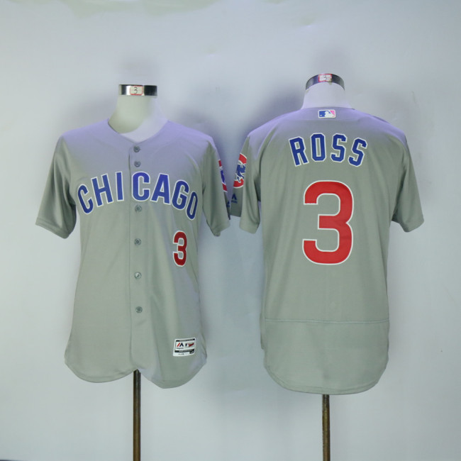 Chicago Cubs 3 David Ross Flexbase Baseball Jersey Gray