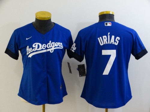 Women Nike Los Angeles Dodgers 7 Julio Urias Baseball Jersey Blue City Edition