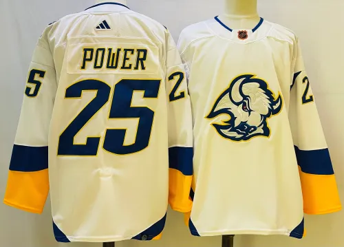 Adidas Buffalo Sabres 25 Owen Power Ice Hockey Jersey White
