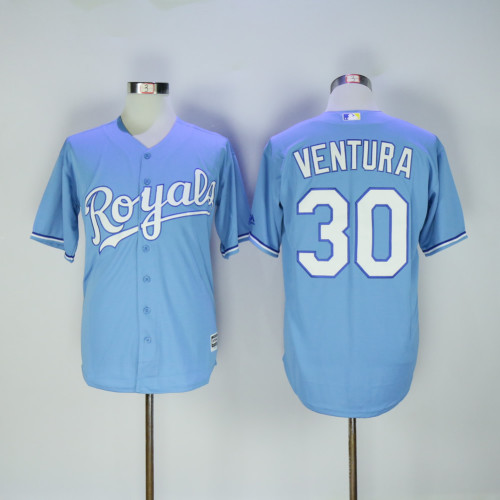 Kansas City Royals 30 Yordano Ventura Baseball Jersey Light Blue Fans