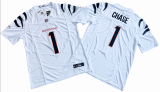 Cincinnati Bengals 1 Ja'Marr Chase Football Jersey White Three Dynasties