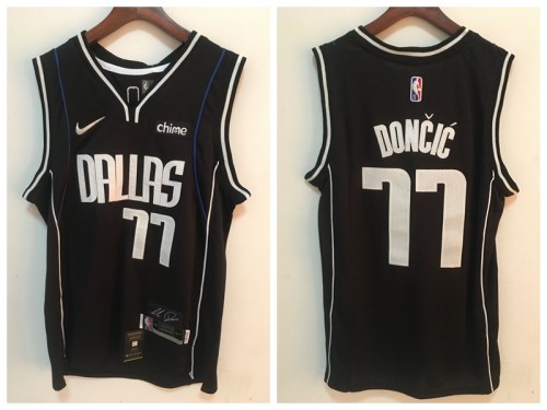 Nike Dallas Mavericks 77 Luka Doncic Basketball Jersey 75th anniversary black Diamond edition