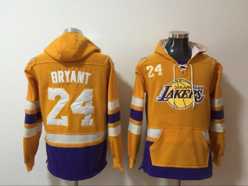 Los Angeles Lakers 24 Kobe Bryant  Hoodies Basketball Jersey Yellow