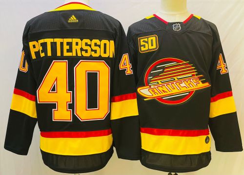 Adidas Classic Vancouver Canucks 40 Elias Pettersson Ice Hockey Jersey Black