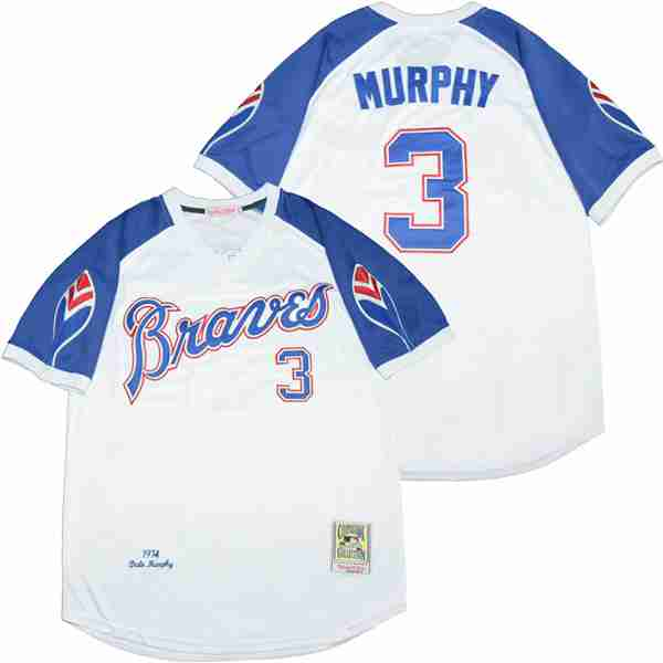 Atlanta Braves 3 Dale Murphy Baseball Jersey White Retro