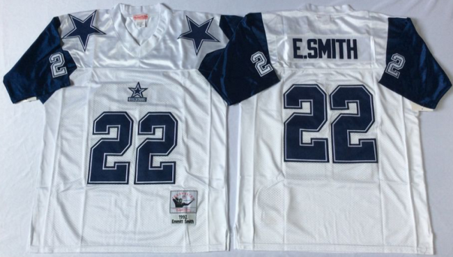 Dallas Cowboys 22 Emmitt Smith Football Jersey White Retro