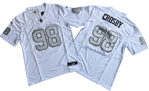 Oakland Raiders 98 Sidney Crosby Football Jersey White Three Dynasties