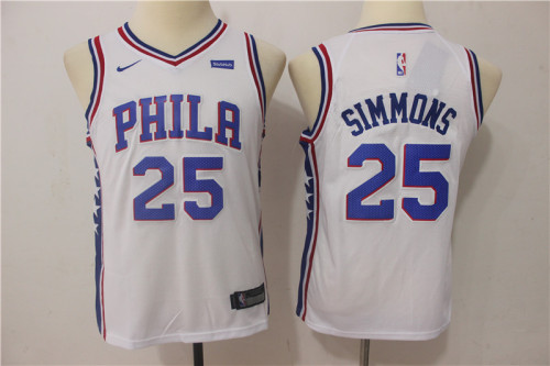 Youth Nike Philadelphia 76ers 25 Ben simmons Basketball Jersey  White Fan Edition