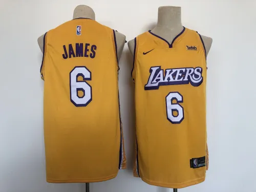Nike Los Angeles Lakers 6 LeBron James Basketball Jersey Yellow