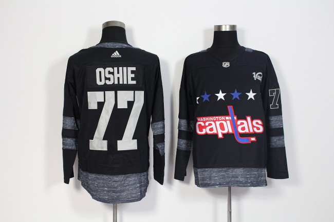 Adidas 100th Anniversary Washington Capitals 77 T.J. Oshie Ice Hockey Jersey Black