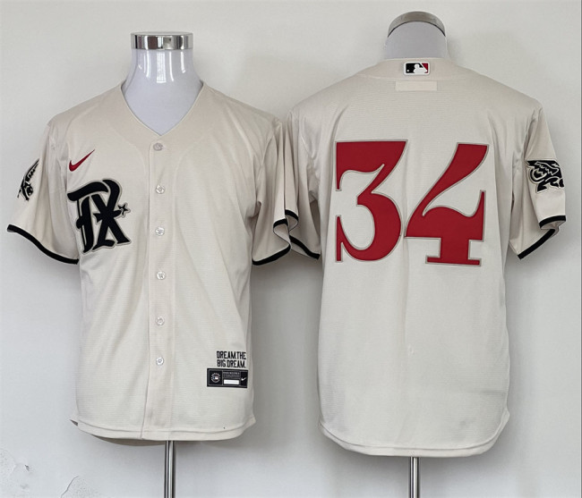 Nike Texas Rangers 34 Nolan Ryan Baseball Jersey Beige City Edition