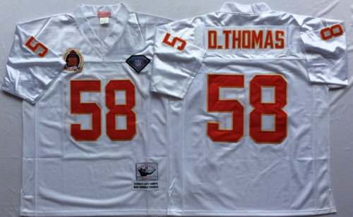 Kansas City Chiefs 58 Derrick Thomas Football Jersey White Retro
