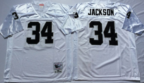 Oakland Raiders 34 Bo Jackson Football Jersey White Retro