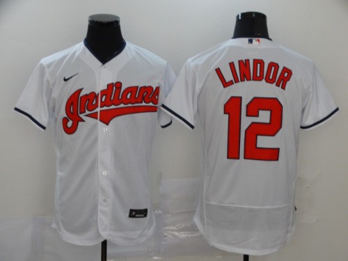 Nike Cleveland indians 12 Francisco Lindor Flexbase Baseball Jersey White