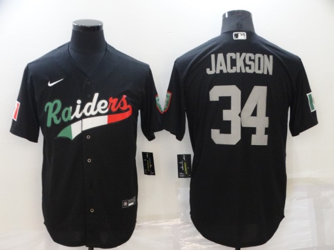 Oakland Raiders 34 Bo Jackson Baseball Jersey Black Mexico