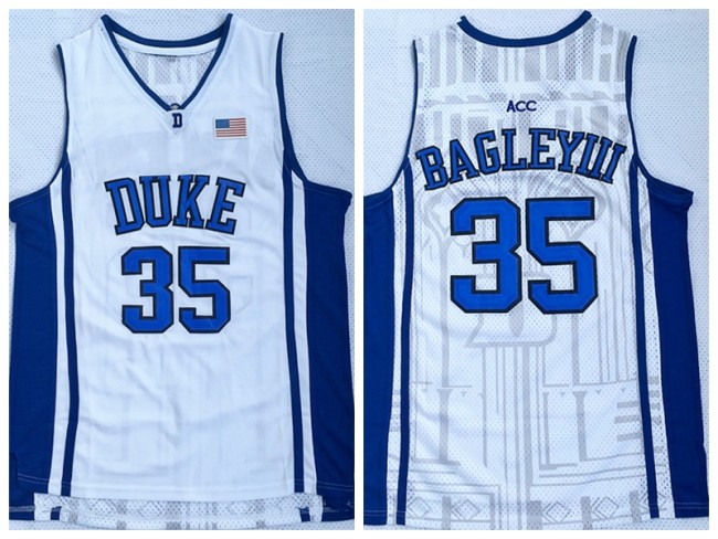 NCAA 35 Marvin Bagley III White Embroidered Jersey at Duke University