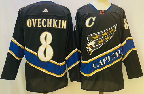 Adidas Washington Capitals 8 Alex Ovechkin Ice Hockey Jersey Black
