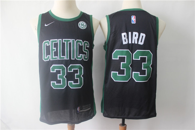 Nike Boston Celtics 33 Larry Bird Basketball Jersey Black Playre Edition