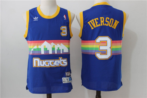 Denver Nuggets 3 Allen Iverson Basketball Jersey Blue rainbow Edition