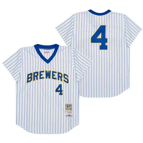 Milwaukee Brewers 4 Paul Molitor Baseball Jersey White Retro