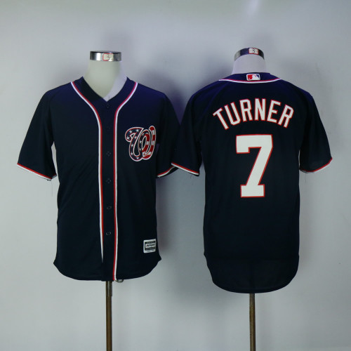 Washington Nationals 7 Trea Turner Baseball Jersey Navy Blue Fan version