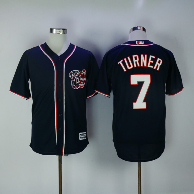 Washington Nationals 7 Trea Turner Baseball Jersey Navy Blue Fan version