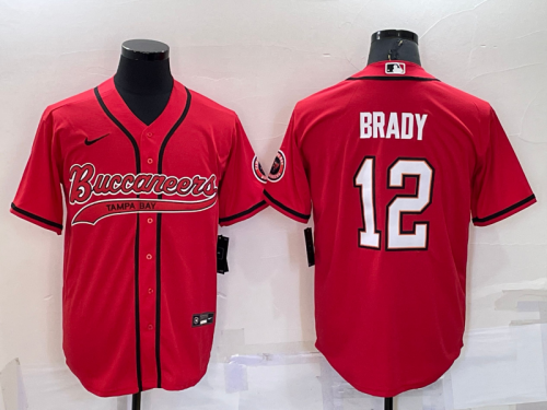 Tampa Bay Buccaneers 12 Tom Brady Baseball Jersey Red