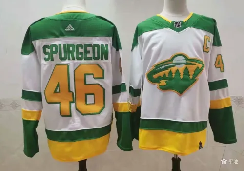 Adidas Minnesota Wild 46 Jared Spurgeon Ice Hockey Jersey White