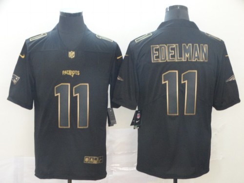 New England Patriots 11 Julian Edelman Football Jersey Legend Black gold