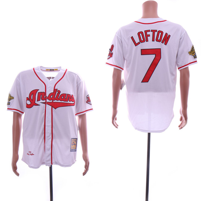 Cleveland indians 7 Kenny Lofton Baseball Jersey White Retro