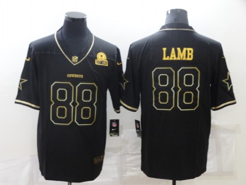 Dallas Cowboys 88 CeeDee Lamb Football Jersey Gold word Retro