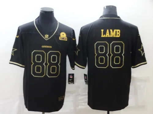 Dallas Cowboys 88 CeeDee Lamb Football Jersey Gold word Retro