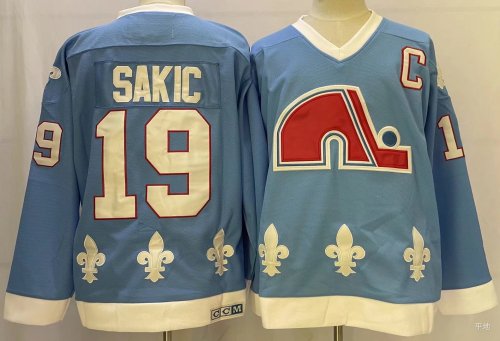 Colorado Avalanche 19 Joe Sakic Ice Hockey Jersey Blue Retro